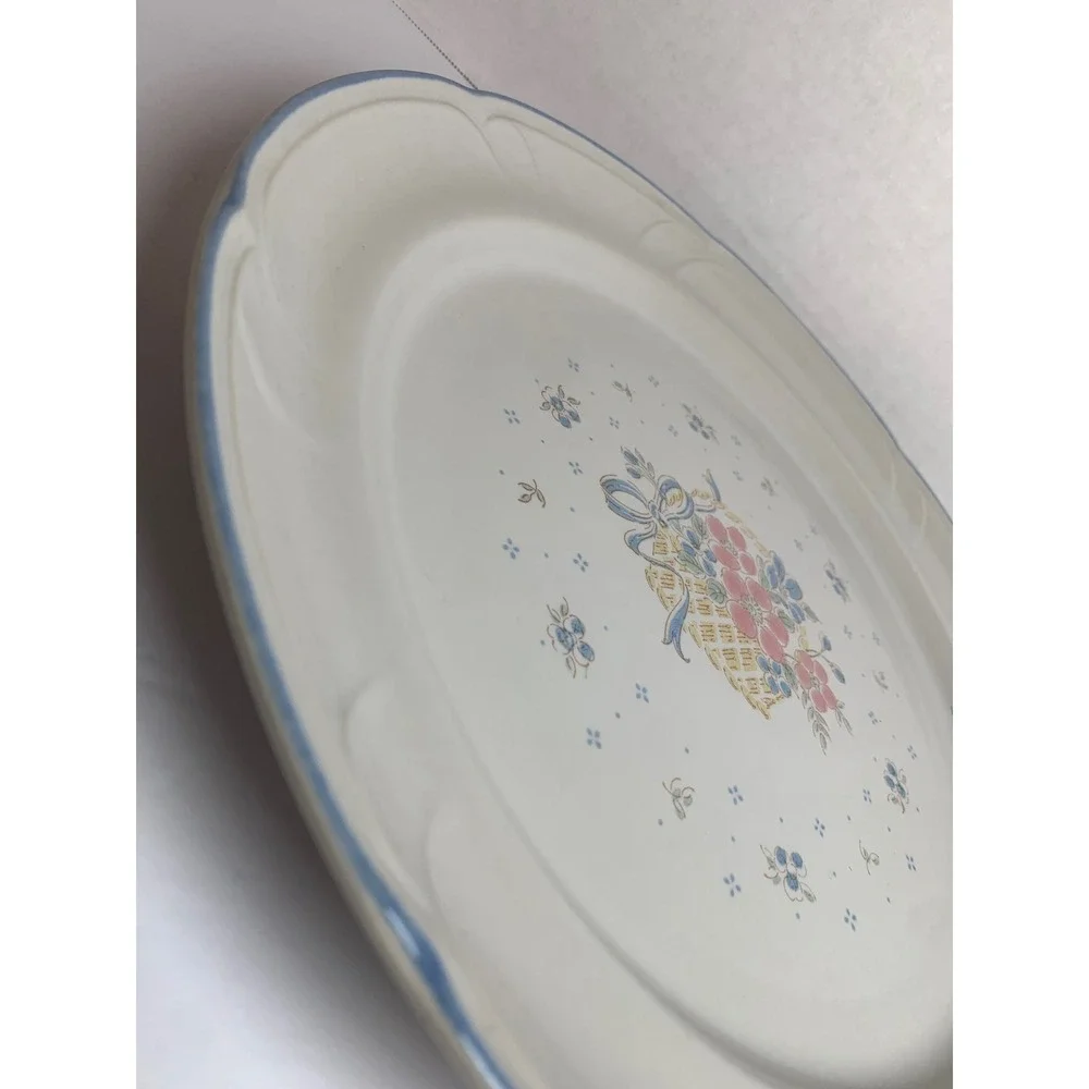 VTG Country Basket Collection Japan Floral Stoneware‎ Serving Plater Cottagecore